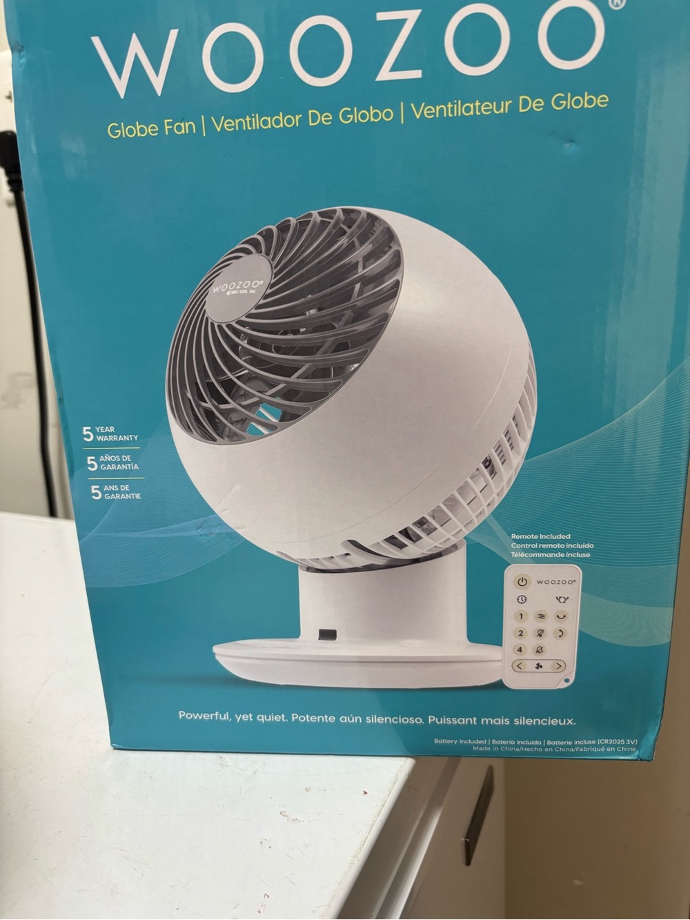 White Globe Portable Fan with Remote